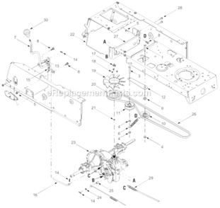 Drive Diagram and Parts List for 13AJ693G755  Yard Man Lawn Mower